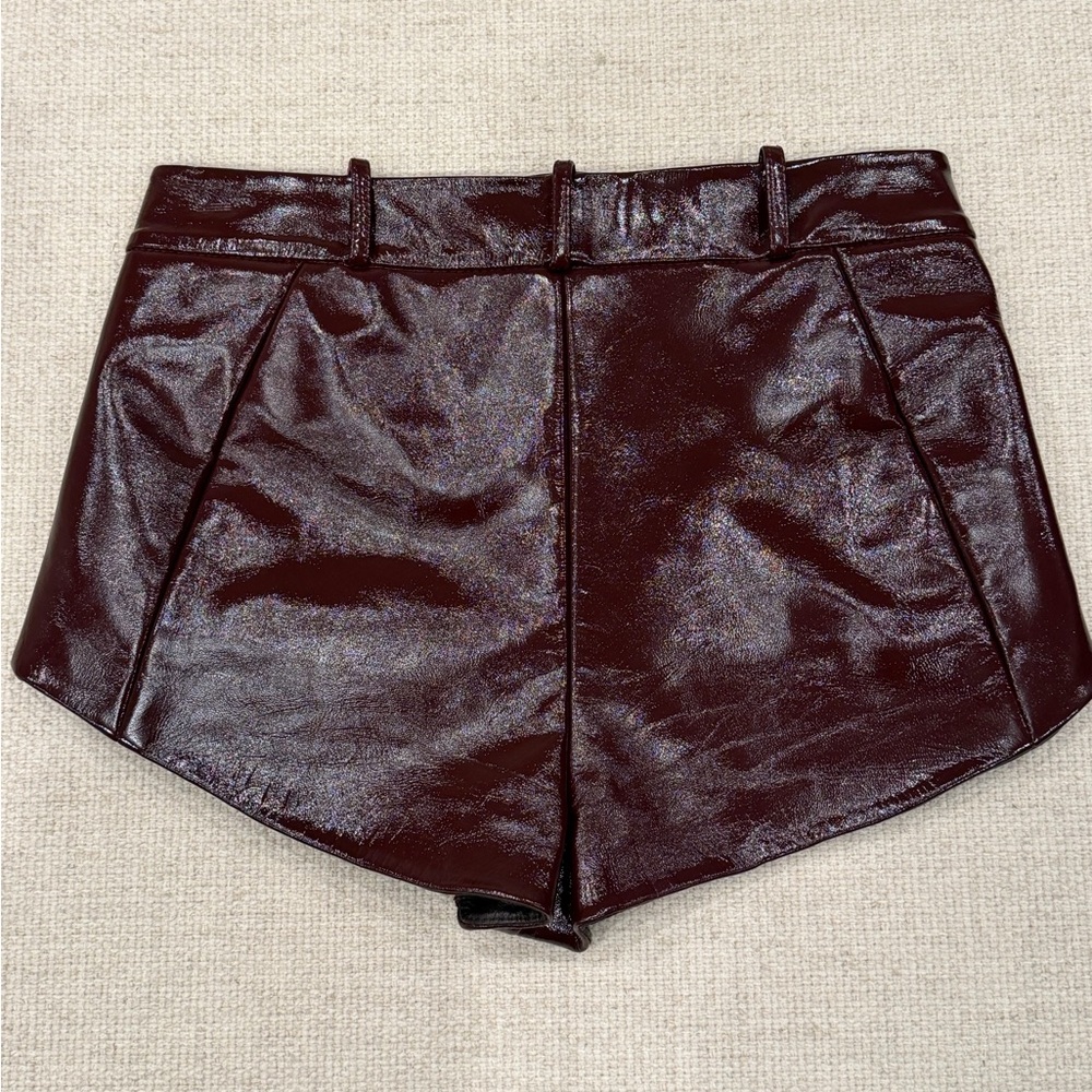 LAMARQUE x Revolve Annaise Hot Short In Patent Burgundy - Picture 5 of 8